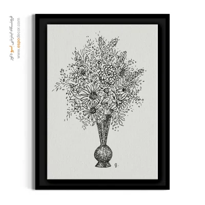 خرید تابلو طراحی خطی - گلدان گل از لئو گشتل – تابلو گل - اسپو دکور