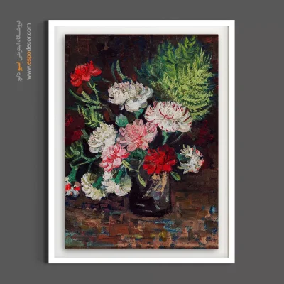 دکوراسیون سلطنتی - گلدان میخک ‌دار اثر ونسان ون گوگ – تابلو گل - اسپو دکور