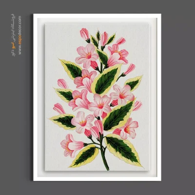 نقاشی کلاسیک گل - گل وایگلا صورتی – تابلو گل - اسپو دکور