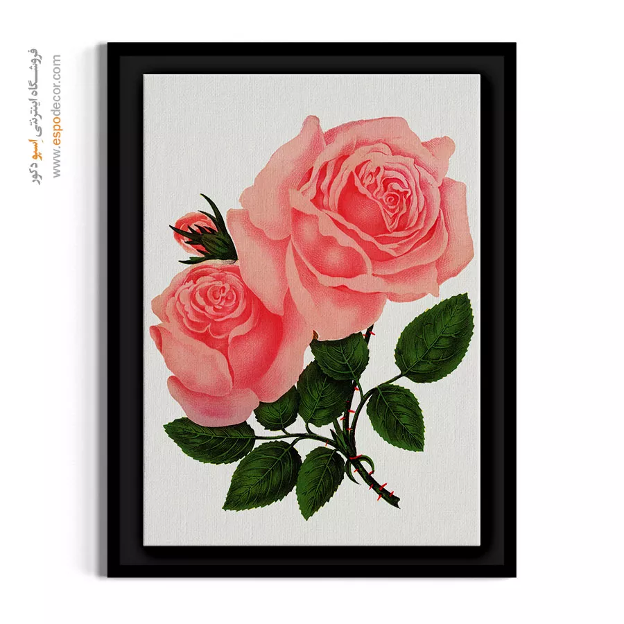 تابلو پذیرایی شیک - رز صورتی فرانسوی – تابلو گل - اسپو دکور