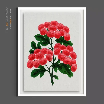 خرید تابلو قرمز مدرن - بوته گل قرمز – تابلو گل - اسپو دکور