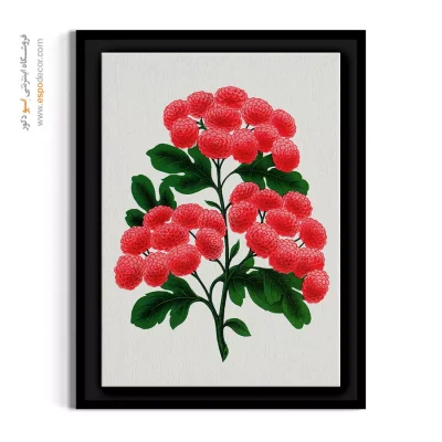 خرید تابلو قرمز مدرن - بوته گل قرمز – تابلو گل - اسپو دکور