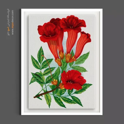 تابلو بوم نارنجی تیره - پیچک اناری – تابلو گل - اسپو دکور