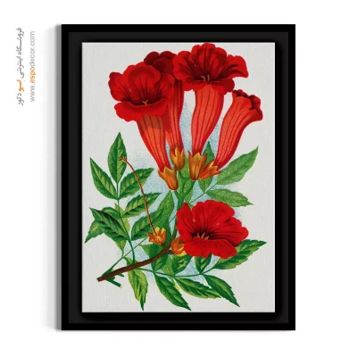 تابلو بوم نارنجی تیره - پیچک اناری – تابلو گل - اسپو دکور