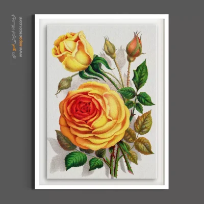 طراحی داخلی نئوکلاسیک - رز زرد وینتیج – تابلو گل - اسپو دکور