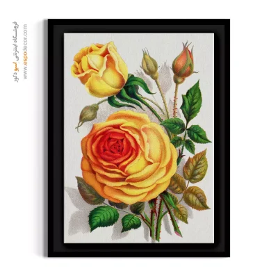 طراحی داخلی نئوکلاسیک - رز زرد وینتیج – تابلو گل - اسپو دکور