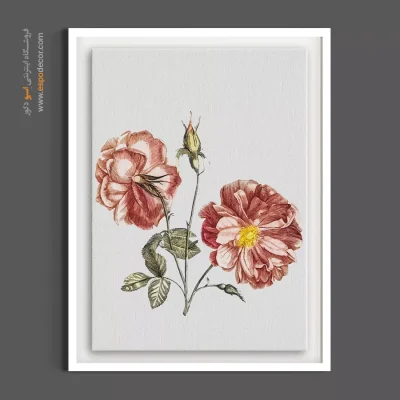 تابلو بوم طرح گل قدیمی - زوج رزهای آنتیک – تابلو گل - اسپو دکور