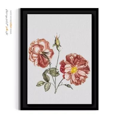 تابلو بوم طرح گل قدیمی - زوج رزهای آنتیک – تابلو گل - اسپو دکور
