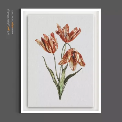 تابلو منظره و گل - سه لاله کلاسیک – تابلو گل - اسپو دکور