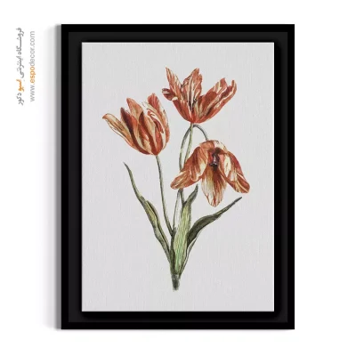 تابلو منظره و گل - سه لاله کلاسیک – تابلو گل - اسپو دکور