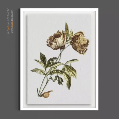 تابلو بوم قهوه‌ای - گل صدتومانی آنتیک – تابلو گل - اسپو دکور