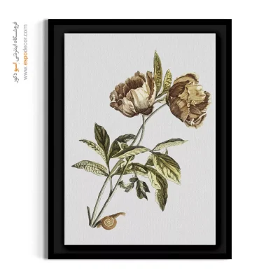 تابلو بوم قهوه‌ای - گل صدتومانی آنتیک – تابلو گل - اسپو دکور