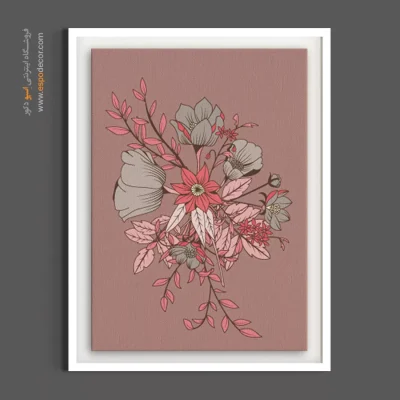 خرید تابلو برای پروژه‌های معماری - دسته‌گل صورتی خاکستری – تابلو گل - اسپو دکور