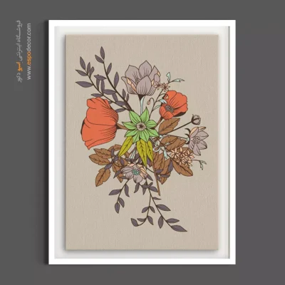 تابلو فانتزی کافه - دسته گل رترو – تابلو گل - اسپو دکور