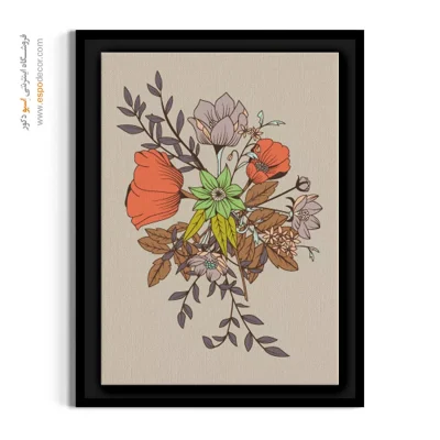 تابلو فانتزی کافه - دسته گل رترو – تابلو گل - اسپو دکور