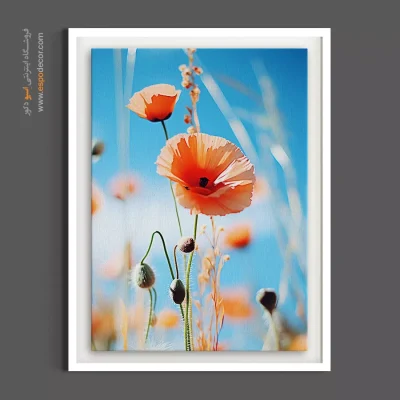 تابلو برای محیط‌های درمانی - پاپی در دشت – تابلو گل - اسپو دکور