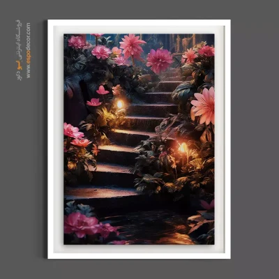 تابلو منظره جادویی - طبیعت عرفانی – تابلو گل - اسپو دکور