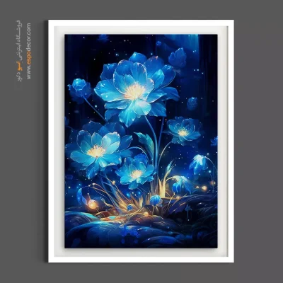 تابلو پذیرایی شیک - لوتوس‌های کریستالی – تابلو گل - اسپو دکور