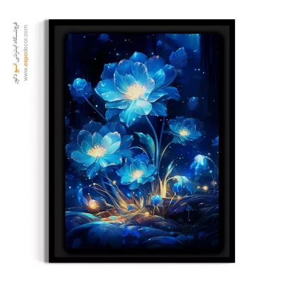 تابلو پذیرایی شیک - لوتوس‌های کریستالی – تابلو گل - اسپو دکور