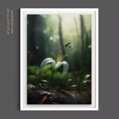 خرید تابلو گل سفید - گل کوهی – تابلو گل - اسپو دکور