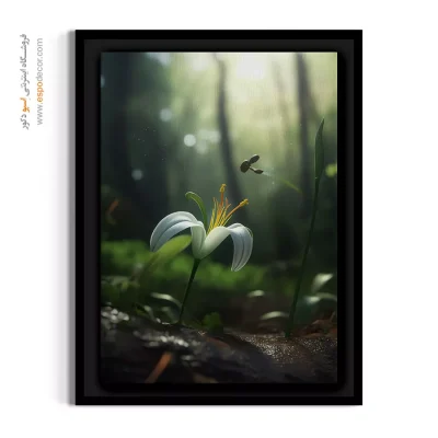 خرید تابلو گل سفید - گل کوهی – تابلو گل - اسپو دکور