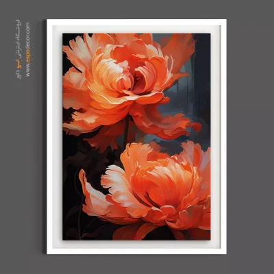 تابلو امپرسیونیسم - شکوفه‌های نارنجی دراماتیک – تابلو گل - اسپو دکور