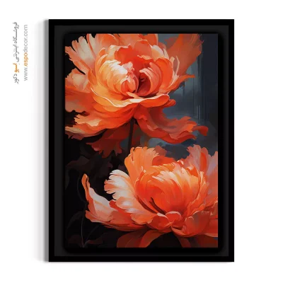 تابلو امپرسیونیسم - شکوفه‌های نارنجی دراماتیک – تابلو گل - اسپو دکور