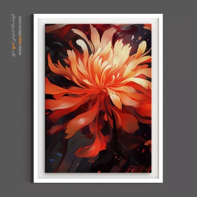 تابلو دکوراسیون لوکس - گل شعله‌ور نارنجی – تابلو گل - اسپو دکور