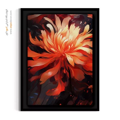 تابلو دکوراسیون لوکس - گل شعله‌ور نارنجی – تابلو گل - اسپو دکور