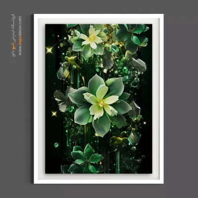 دکوراسیون لاکچری - گل‌های زمردی – تابلو گل - اسپو دکور