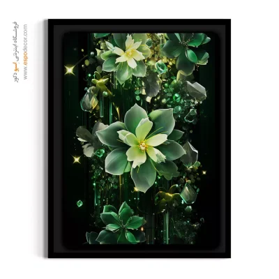 دکوراسیون لاکچری - گل‌های زمردی – تابلو گل - اسپو دکور