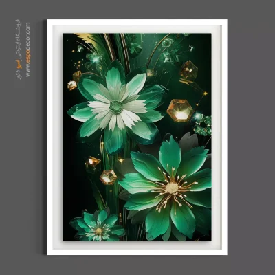 تابلو لابی هتل - گل های جواهری – تابلو گل - اسپو دکور