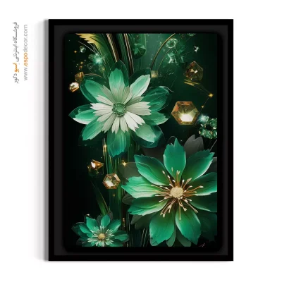 تابلو لابی هتل - گل های جواهری – تابلو گل - اسپو دکور