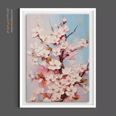 تابلو دفتر مدیر - شکوفه‌های سپید – تابلو گل - اسپو دکور