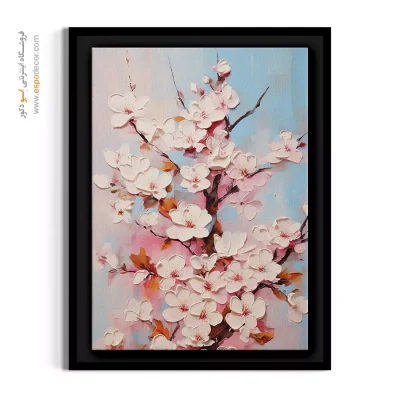 تابلو دفتر مدیر - شکوفه‌های سپید – تابلو گل - اسپو دکور
