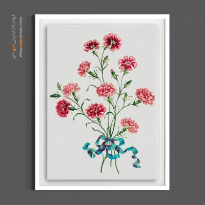 خرید تابلو دخترانه - دسته‌گل میخک – تابلو گل - اسپو دکور