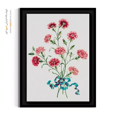 خرید تابلو دخترانه - دسته‌گل میخک – تابلو گل - اسپو دکور