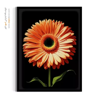 قیمت تابلو دکوراتیو مدرن پذیرایی - ژربرا نارنجی – تابلو گل - اسپو دکور