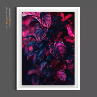 خرید آنلاین تابلو بوم فانتزی - برگ‌های نئونی – تابلو گل - اسپو دکور