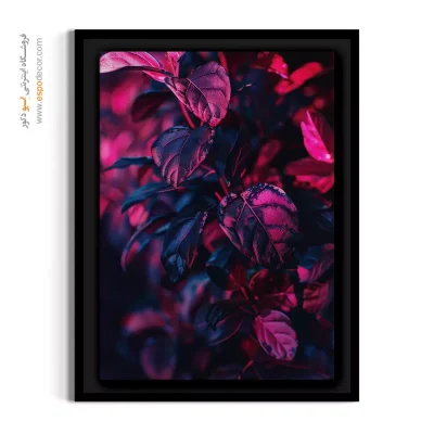 خرید آنلاین تابلو بوم فانتزی - برگ‌های نئونی – تابلو گل - اسپو دکور