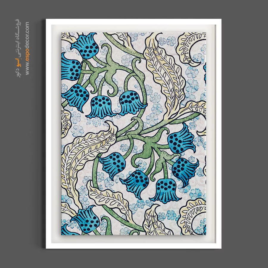 تابلو برای کافه سنتی - گلهای زنگولهای آبی – تابلو گل - اسپو دکور