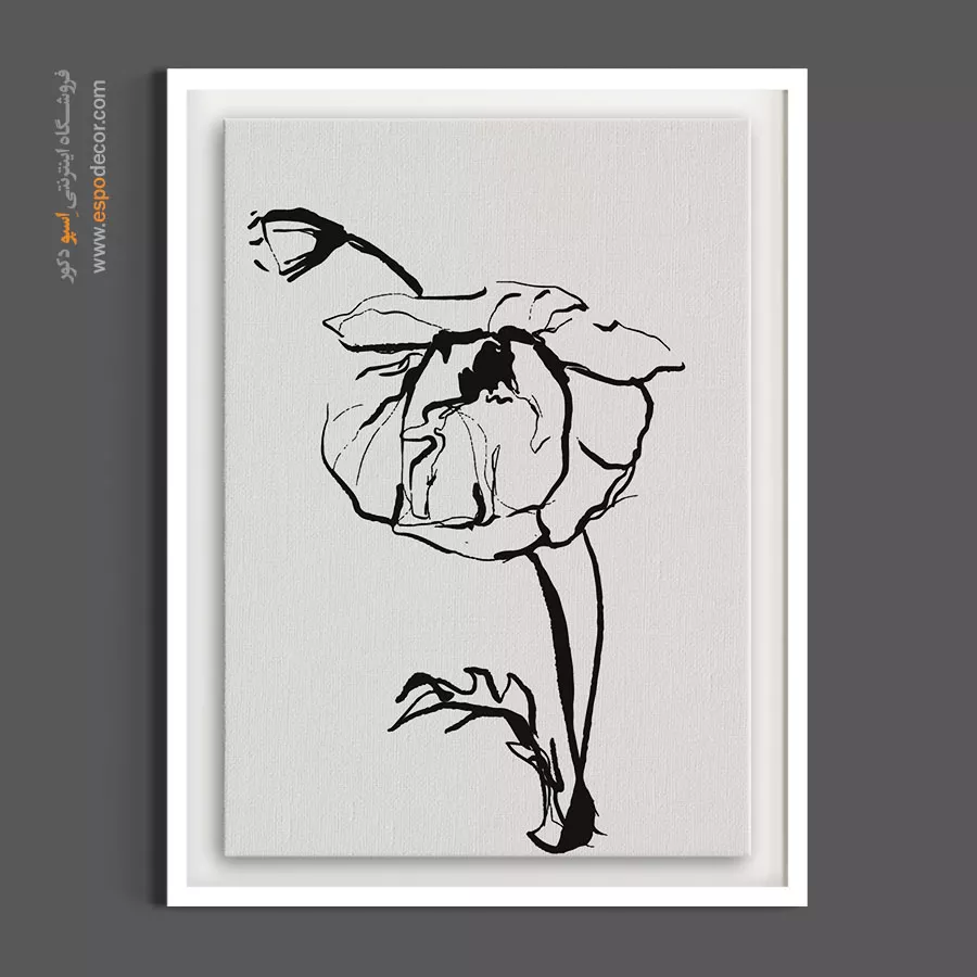 خرید تابلو لاین آرت - تک گل خطی – تابلو گل - اسپو دکور