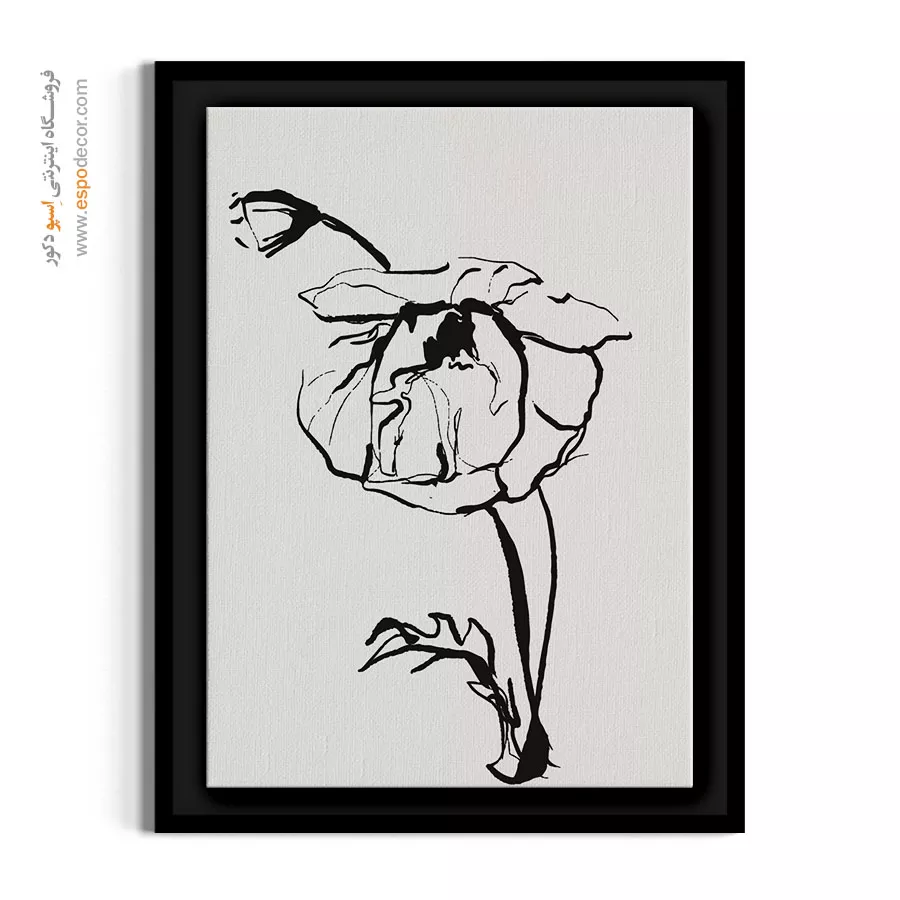 خرید تابلو لاین آرت - تک گل خطی – تابلو گل - اسپو دکور