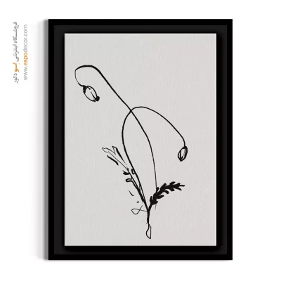 تابلو خطی مدرن - غنچه شقایق خطی – تابلو گل - اسپو دکور
