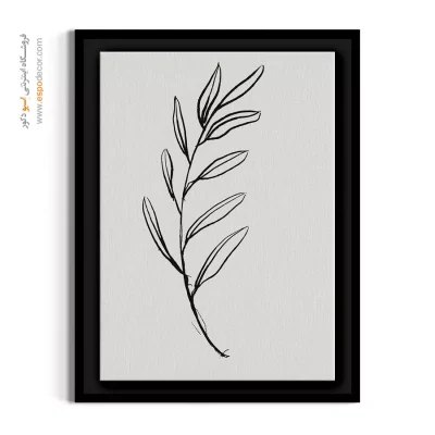 تابلو دفتر کار مدرن - برگ خطی – تابلو گل - اسپو دکور