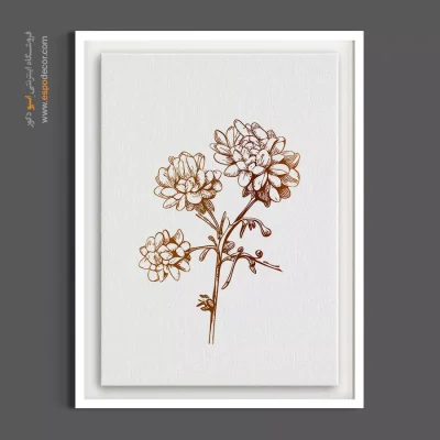 تابلو لوکس راهرو - غنچه خطی قهوه ای – تابلو گل - اسپو دکور