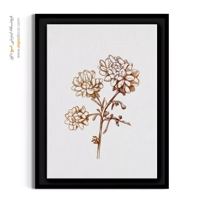 تابلو لوکس راهرو - غنچه خطی قهوه ای – تابلو گل - اسپو دکور