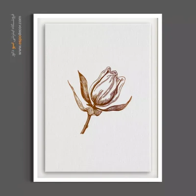 تابلو دکوراتیو گل خطی - گل شکوفا خطی – تابلو گل - اسپو دکور