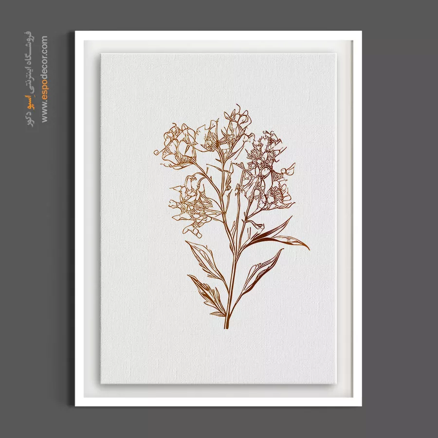 تابلو اتاق کار لوکس - گیاه وحشی خطی – تابلو گل - اسپو دکور