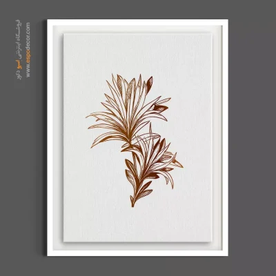 خرید تابلو بوم مینیمال - گیاه زینتی خطی – تابلو گل - اسپو دکور